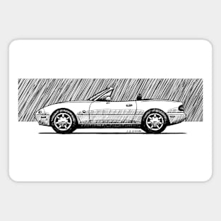 Handmade pen drawing of the Japanese roadster NA Magnet